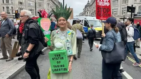 Thousands Protesters Assemble in Central London to Denounce President Trump's Second State Visit
